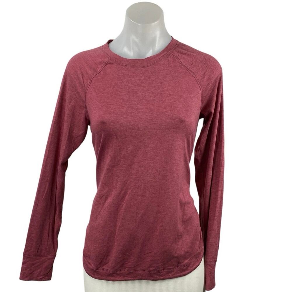 Apana Red Crew Neck Long Sleeve Gym Athletic Activewear Sweater Sweatshirt Top S